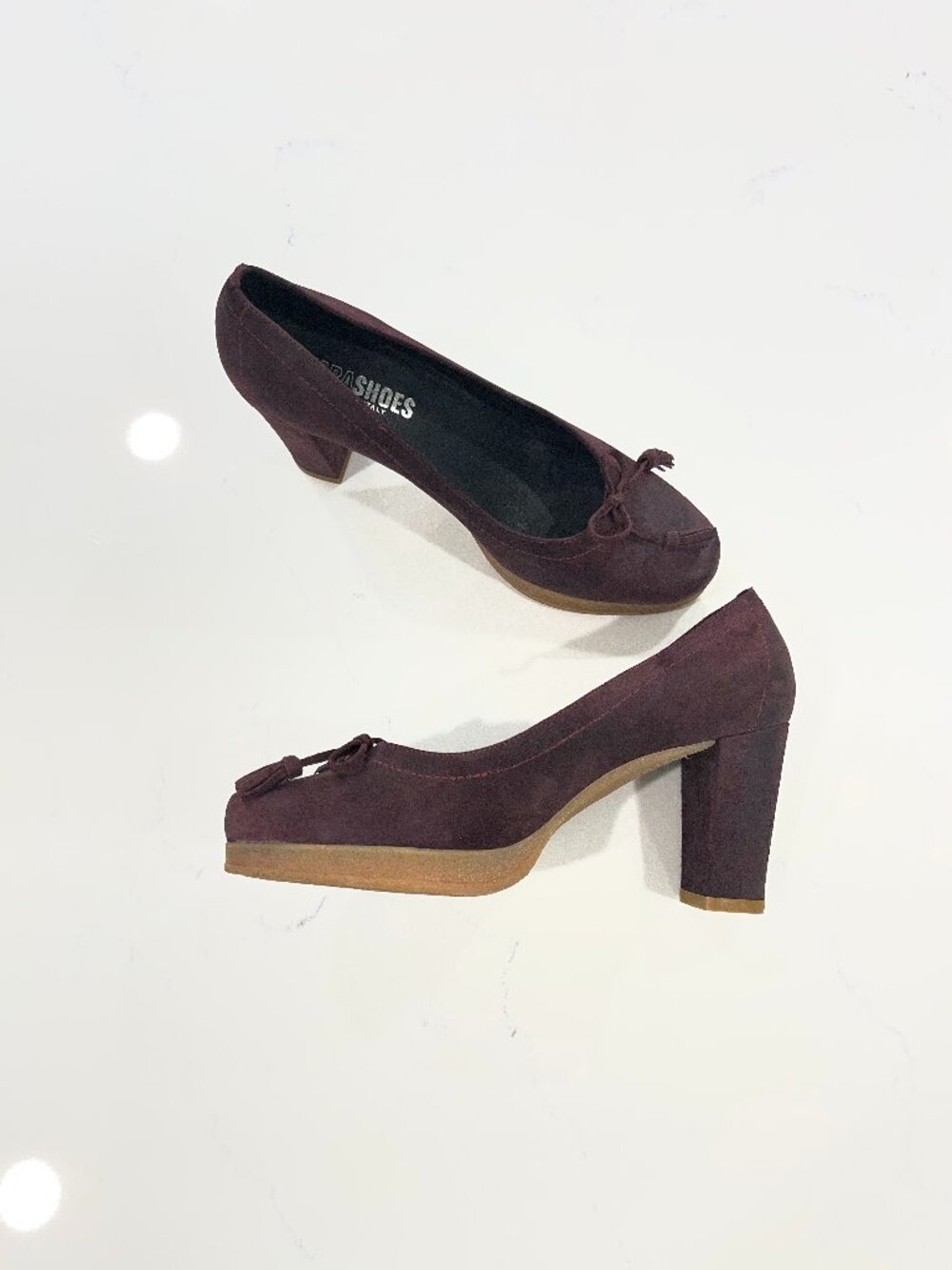 NARA SHOES Plump Suede Pumps Capital Platform Heels Italy 38 US 8.5